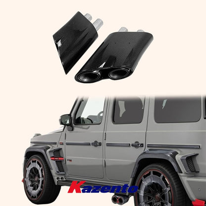 For Benz W463 W464 G63 G500 G505 G350 Exhaust Tip Muffler Dry Carbon Pair Kazento Carbon Parts 车身侧板 G500-TIP-DCF