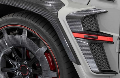 For Benz W464 G500 G63 G350 Dry Carbon Fender Wheel Duct Vents Shadow Trim 4pcs Kazento Carbon Parts 车身侧板 G500-FV-DCF