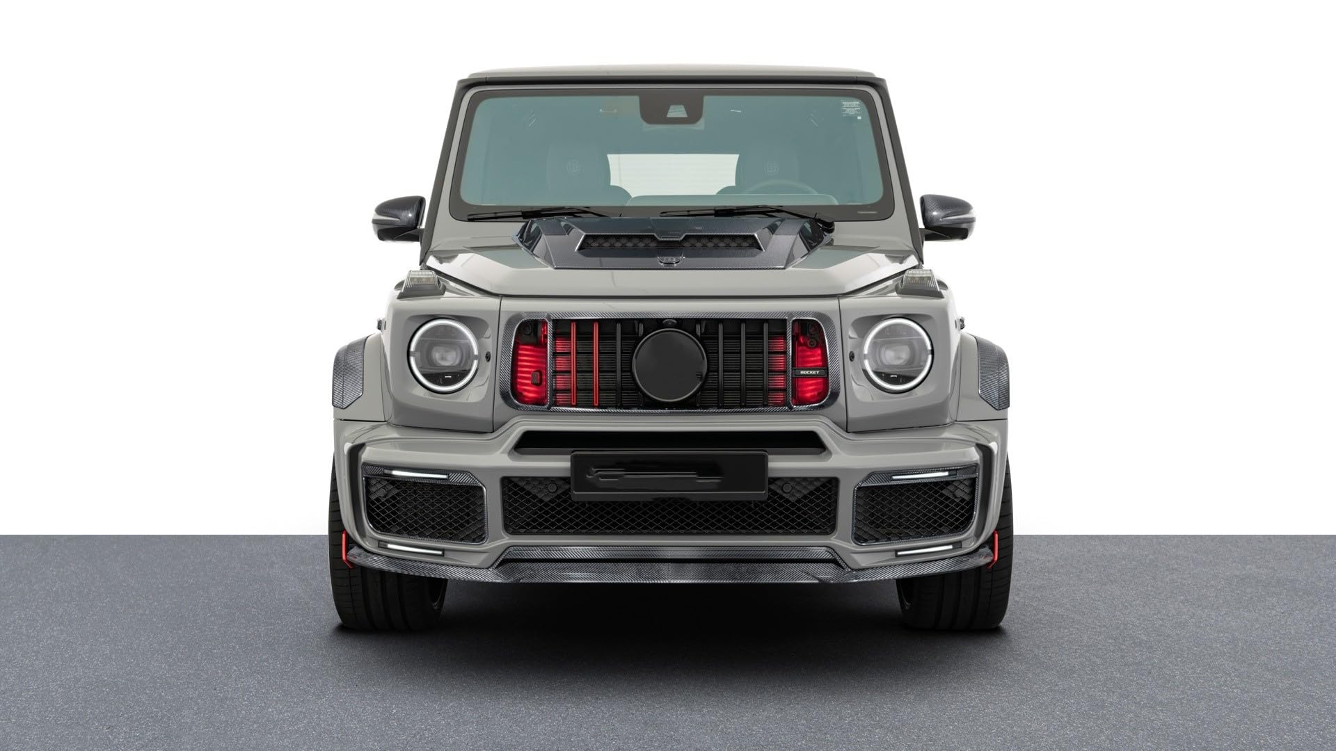 For Benz W464 G500 G63 G350 Dry Carbon Front Grille with Light 900 Rock Style Kazento Carbon Parts 车身侧板 G500-FG-DCF