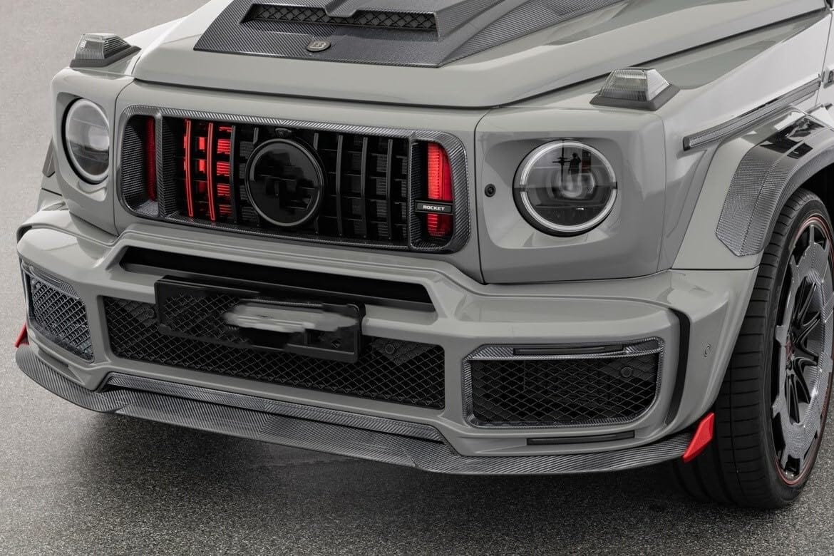 For Benz W464 G500 G63 G350 Dry Carbon Front Grille with Light 900 Rock Style Kazento Carbon Parts 车身侧板 G500-FG-DCF