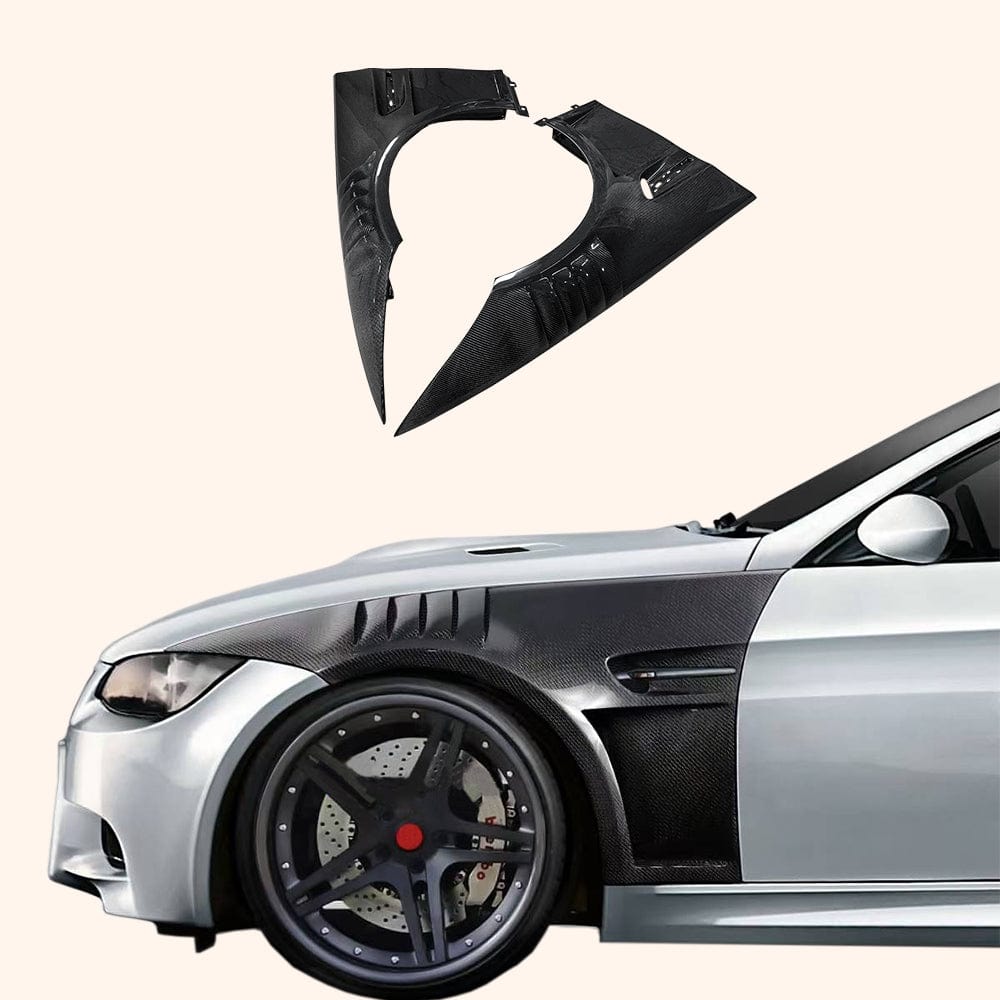 For BMW 3 Series E92 Real M3 Coupe 2 Door 2006-13 GT Style Carbon Front Fender Kazento Carbon Parts Carbon Fiber E92M3-FF-WLGT4-CF
