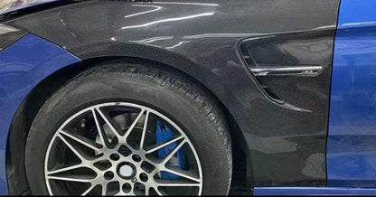 For BMW 3 Series F30 2012-19 4 Door Sedan KZ Carbon Front Fender With Emblem Kazento Carbon Parts Carbon Fiber F30-FF-WEM-CF