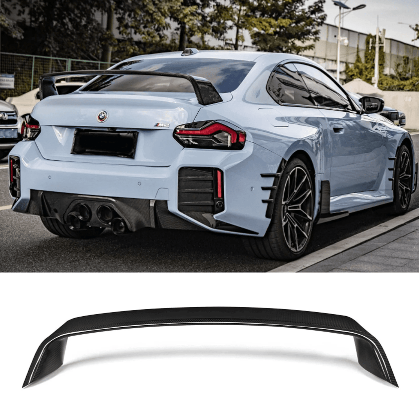 For BMW M2 G87 Coupe 23-24 Carbon Fiber EU Style Rear Trunk GT Spoiler Wing Kazento Carbon Parts Carbon Fiber M2G87-RS-GT-EU-CF