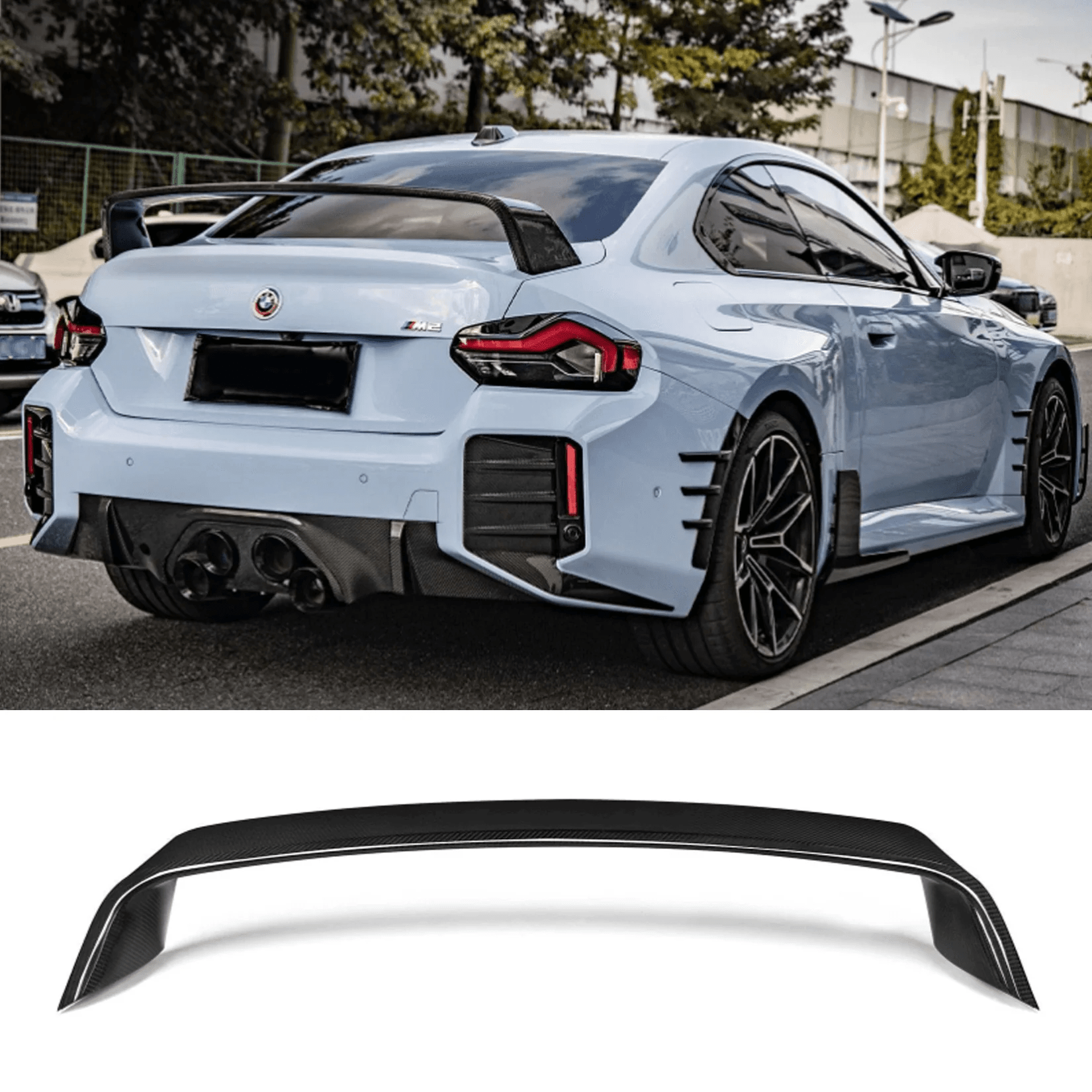 For BMW M2 G87 Coupe 23-24 Dry Carbon Fiber EU Style Rear Trunk GT Spoiler Wing