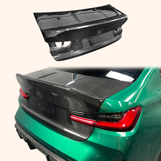 For BMW M3 G20 G80 2020-24 4D Sedan Carbon CS Style Rear Ductail Trunk Boot Lid Kazento Carbon Parts Carbon Fiber M3G80-TRUNK-CS-CF