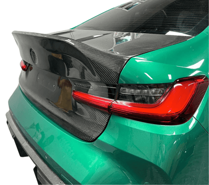 For BMW M3 G20 G80 2020-24 4D Sedan Dry Carbon CS Style Rear Ductail Trunk Boot Lid Kazento Carbon Parts Dry Carbon Fiber M3G80-TRUNK-CS-DCF