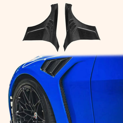 For BMW M4 G82  G80 M3 20-24 Coupe Dry Carbon KZ Style Front Bumper Side Fender Pair Kazento Carbon Parts Dry Carbon Fiber M4G82-FF-KZ-DCF
