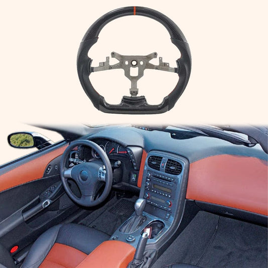 For Chevrolet Corvette C6 06-11 Carbon D Style Steering Wheel Replacement Kazento Carbon Parts Carbon Fiber CORVETTEC606-STEERING-D-CF