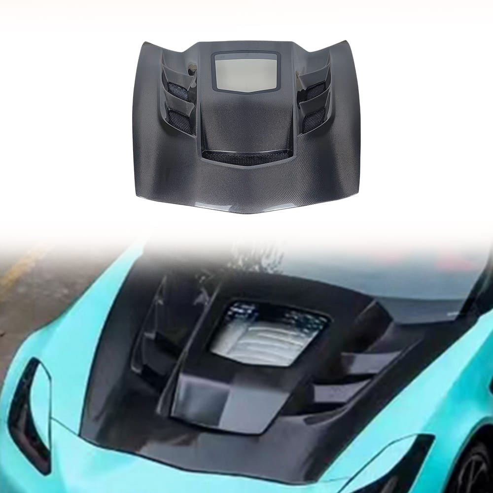 For Chevrolet Corvette C7 AMB Style Front Vented Clear Hood 2014-2019