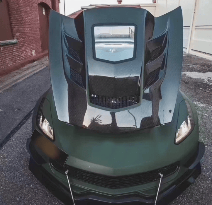 For Chevrolet Corvette C7 KZ Style Front Vented Clear Hood 2014-2019