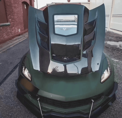 For Chevrolet Corvette C7 KZ Style Front Vented Clear Hood 2014-2019