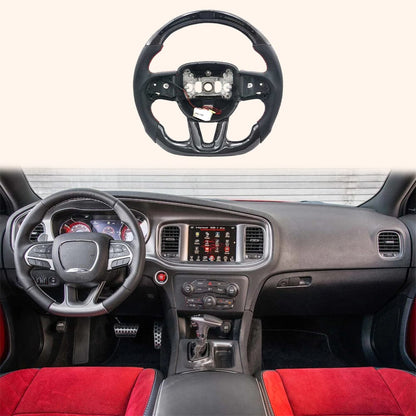 For Dodge Charger Challenger SRT 2015-23 Carbon D Style Steering Wheel With LED