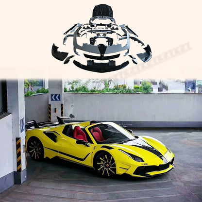 For Ferrari 488 GTB MSR Style Carbon + FRP Body Kits 35PCS FB/RB/FF/HD/KITS