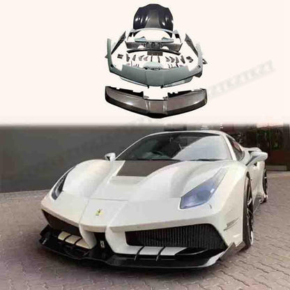 For Ferrari 488 MS Style Carbon + FRP Body Kits 27PCS FB/RB/SS/HD/KITS Kazento Carbon Parts 车身侧板 488-BODY-MISH-PCF
