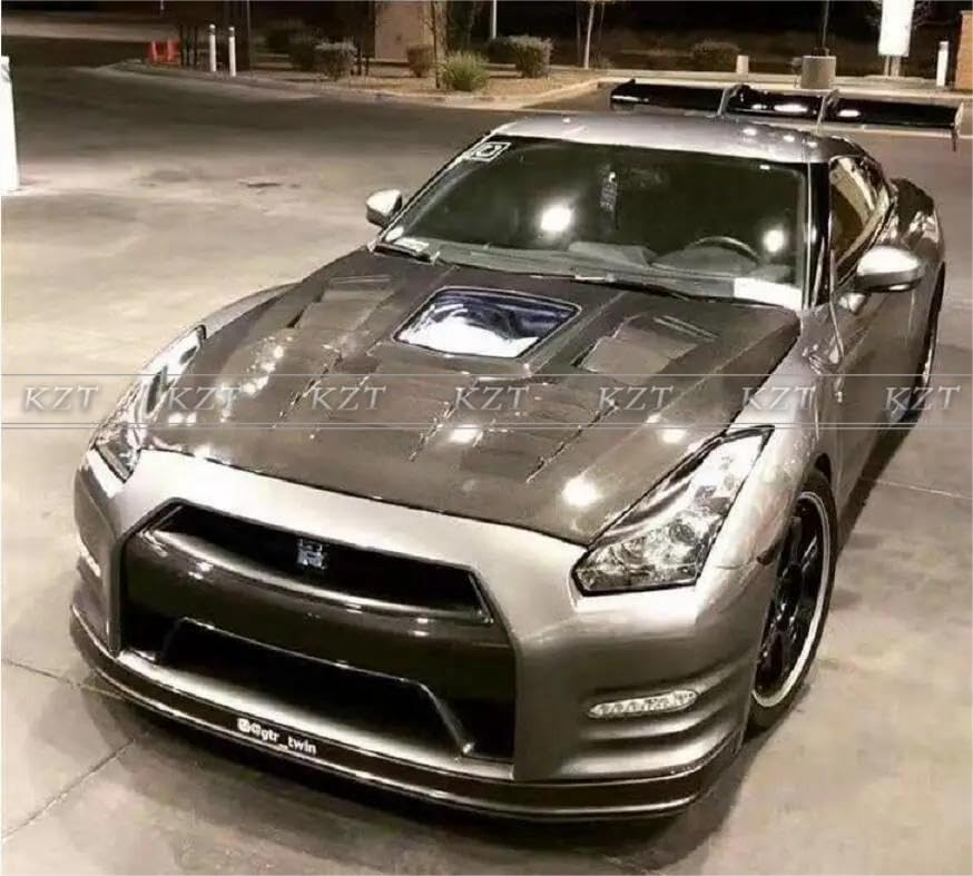 For GTR R35 2017 For Nissan + Vented Clear Carbon Fiber Bonnet Hood