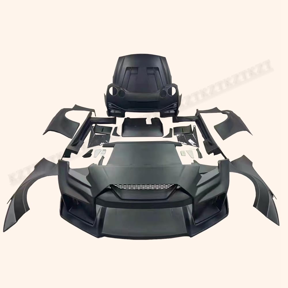 For GTR R35 2017 + LB3 Style For Nissan Body Kits 19pcs Carbon FRP FB/RB/HD/SS/FF/RF Kazento Carbon Parts 车身侧板 R35-BODY-LB3-PCF