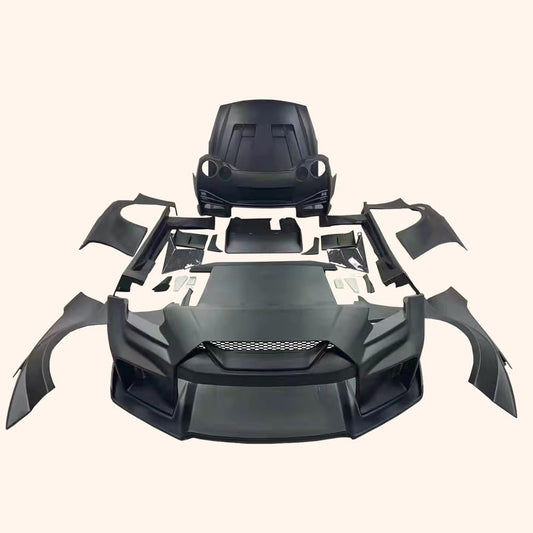For GTR R35 2017 + LB3 Style For Nissan Body Kits 19pcs Carbon FRP FB/RB/HD/SS/FF/RF Kazento Carbon Parts 车身侧板 R35-BODY-LB3-PCF