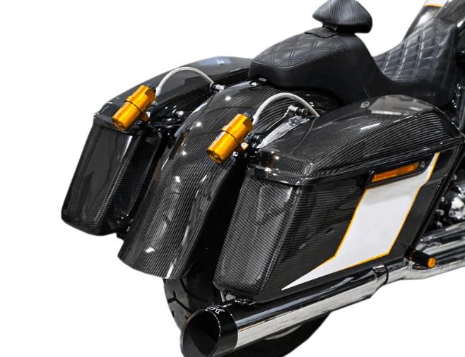 For Harley Davidson Touring 09-23 Dry Carbon Stand Full Saddlebags Lids 4pcs Kazento Carbon Parts Dry Carbon Fiber HARLEY-SADDLE-SD-DCF