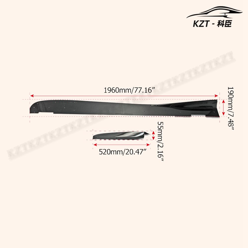 For Honda 17 Onwards Civic Type R Fk8 Vrs-W Type Large Side Skirt Extension + Air Shloud 4Pcs Rocker Panels Side Part Carbon Fiber Body Kit Replacement Kazento Carbon Parts 车身侧板 FK8-SSX-VRSW-CF
