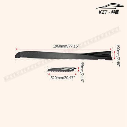 For Honda 17 Onwards Civic Type R Fk8 Vrs-W Type Large Side Skirt Extension + Air Shloud 4Pcs Rocker Panels Side Part Carbon Fiber Body Kit Replacement Kazento Carbon Parts 车身侧板 FK8-SSX-VRSW-CF