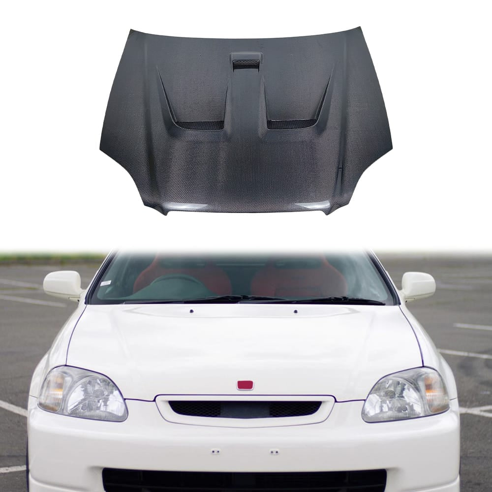 For Honda Civic 6th EK Hatchback M Style Front Vented Hood 1996-2000