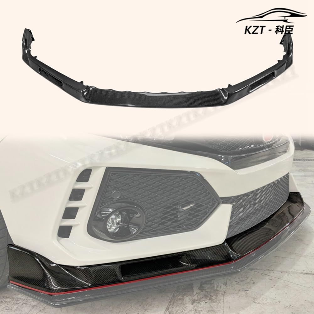 For Honda Fk8 Civic Type-R Ev Style Front Bumper Lip Chin Splitter Spoiler Carbon Fiber Body Kits Kazento Carbon Parts 车身侧板 FK8-FL-EV-CF