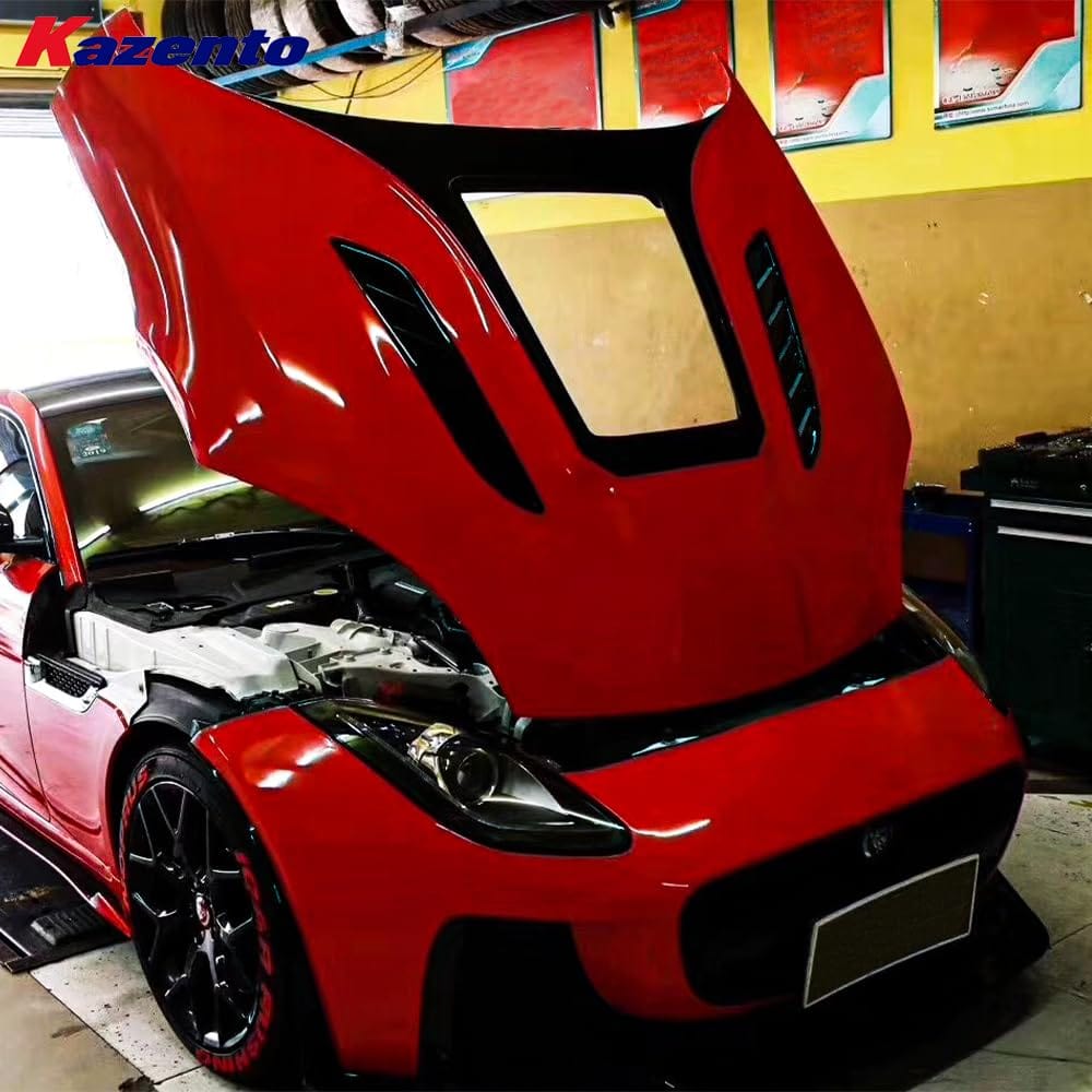 For Jaguar F-Type 2009-2019 Carbon Fiber Clear Glass Hood Bonnet Kazento Carbon Parts 车身侧板 Carbon Fiber FTYPE-HOOD-GL-CF