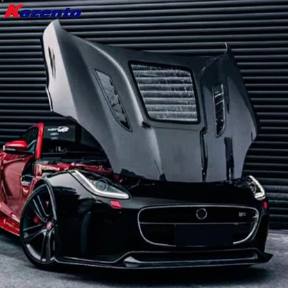 For Jaguar F-Type 2009-2019 Carbon Fiber Clear Glass Hood Bonnet Kazento Carbon Parts 车身侧板 Carbon Fiber FTYPE-HOOD-GL-CF