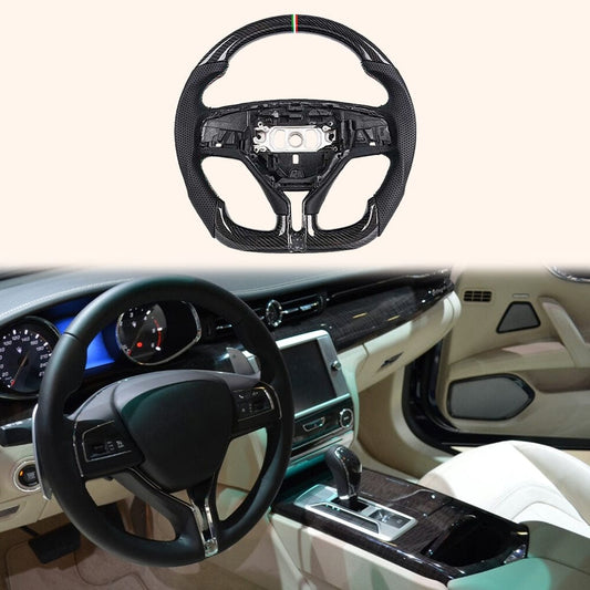 For Maserati Levante Ghibli Quattroporte 14-24 Carbon D Style Steering Wheel Kazento Carbon Parts Carbon Fiber GHIBLI14-STEERING-D-CF