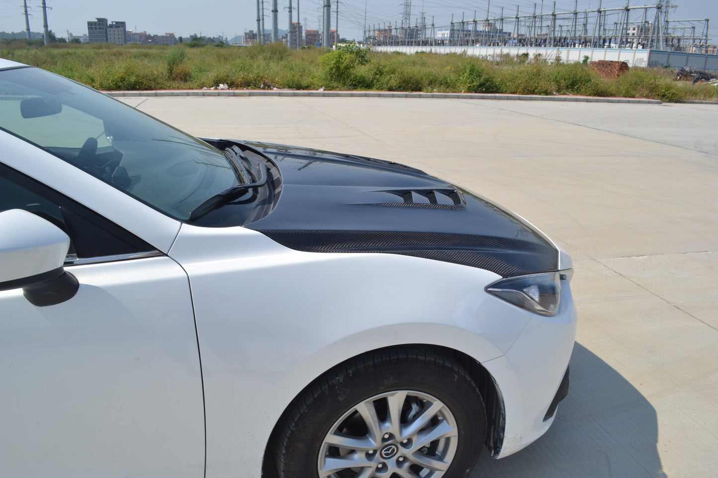 For Mazda 3 Axela 2014-16 5D Hatchback Carbon RX Style Front Vented Hood Bonnet