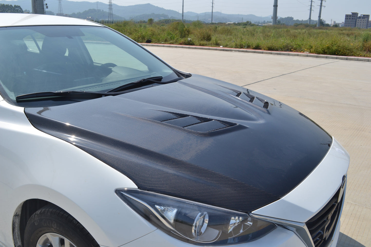 For Mazda 3 Axela 2014-16 5D Hatchback Carbon RX Style Front Vented Hood Bonnet