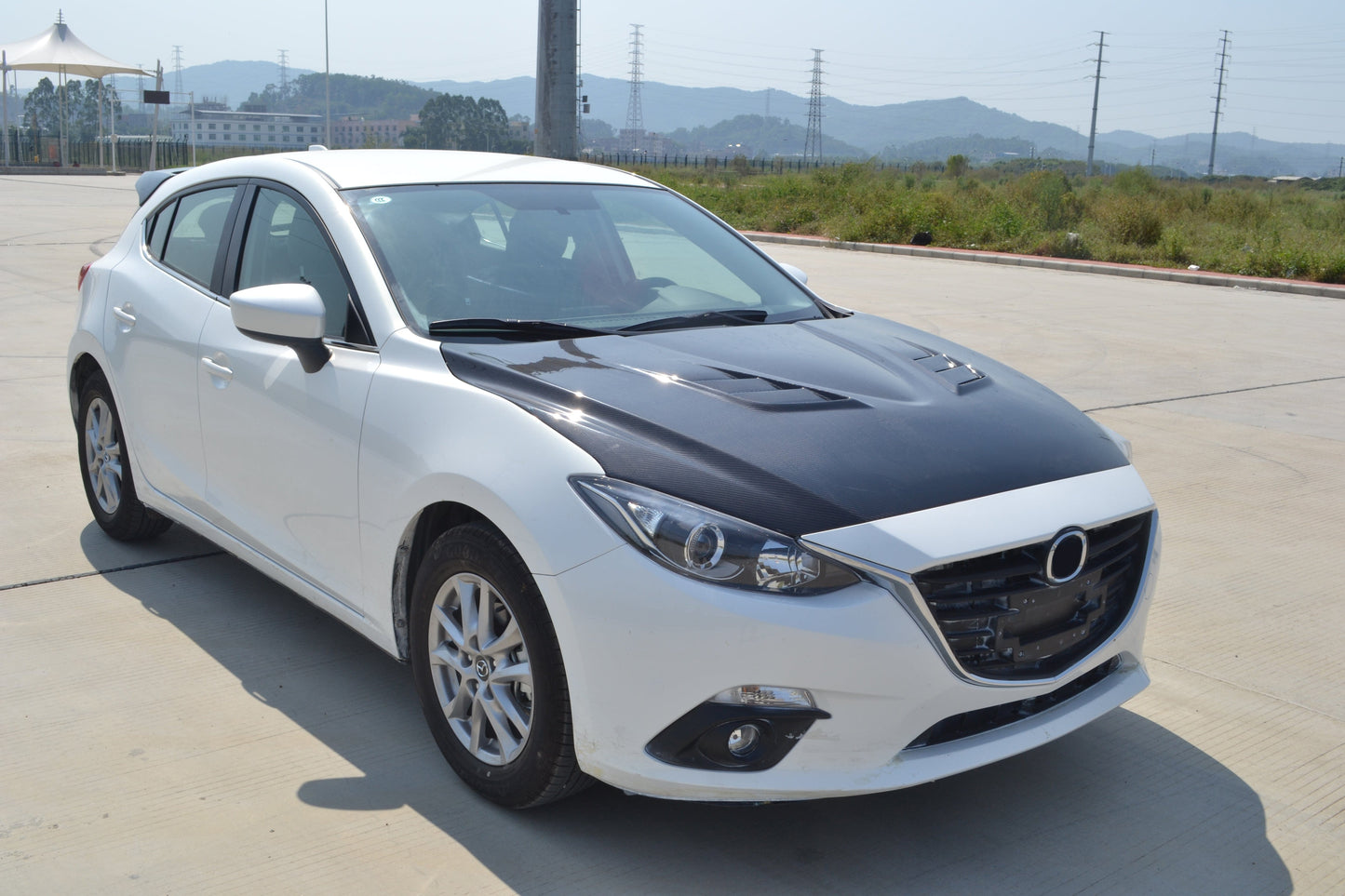 For Mazda 3 Axela 2014-16 5D Hatchback Carbon RX Style Front Vented Hood Bonnet