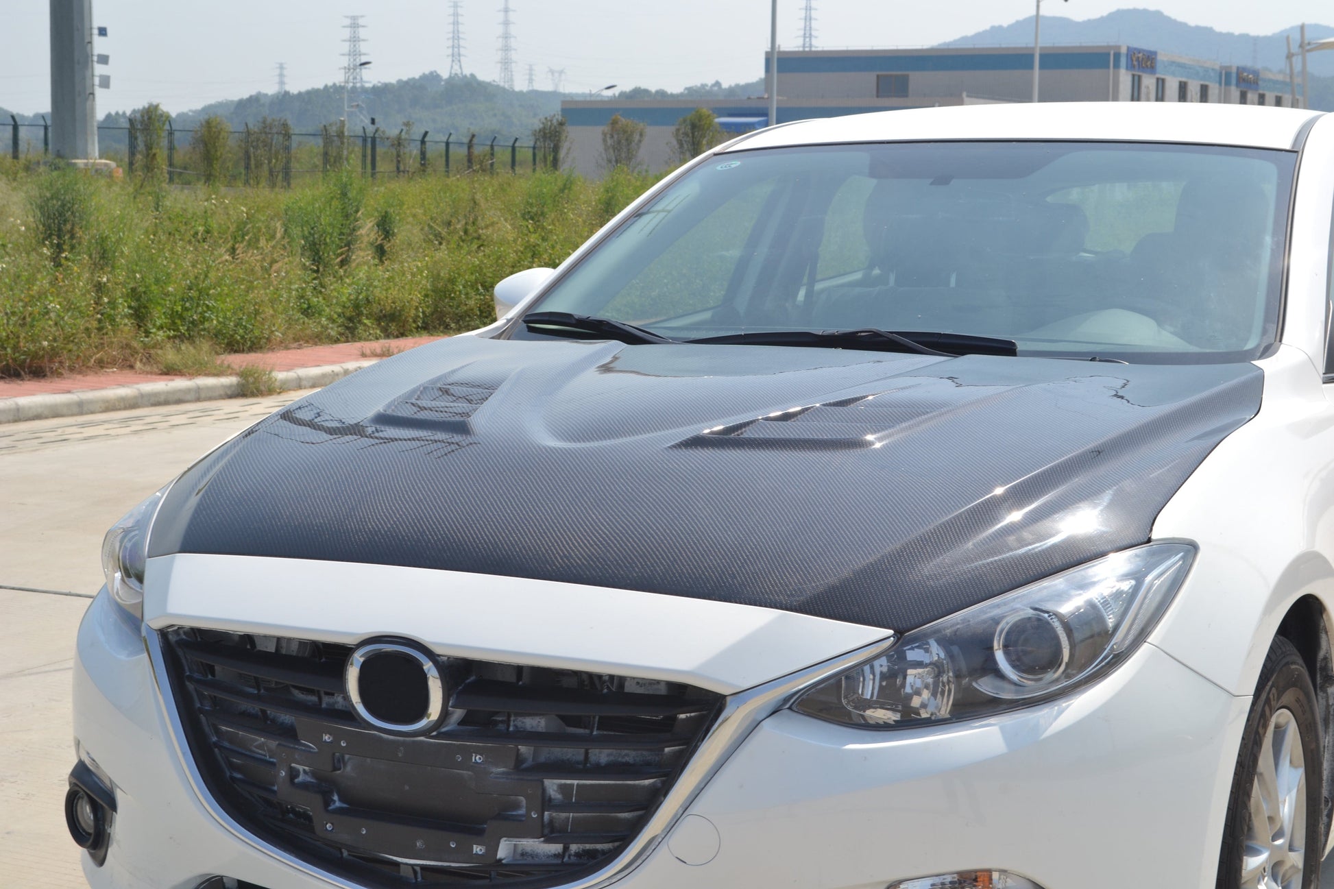 For Mazda 3 Axela 2014-16 5D Hatchback Carbon RX Style Front Vented Hood Bonnet