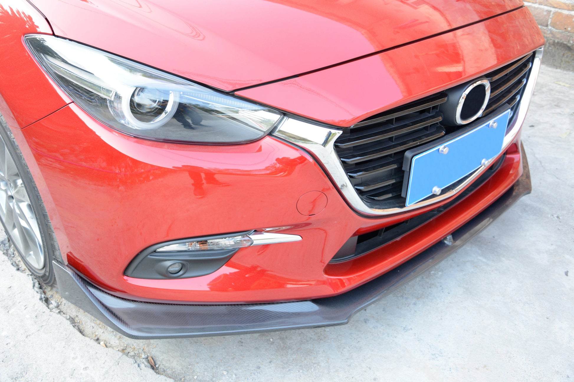 For Mazda 3 Axela 2017-18 5D Hatchback Carbon Fiber KZ Style Front Bumper Lip