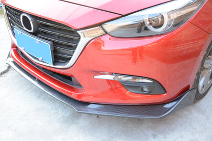 For Mazda 3 Axela 2017-18 5D Hatchback Carbon Fiber KZ Style Front Bumper Lip