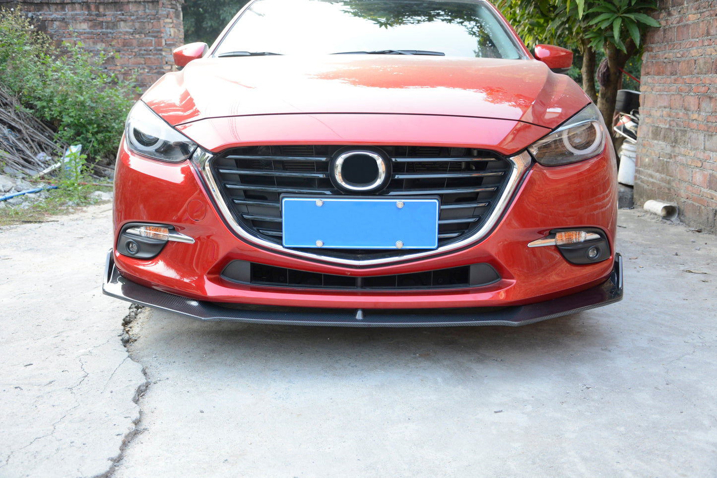 For Mazda 3 Axela 2017-18 5D Hatchback Carbon Fiber KZ Style Front Bumper Lip