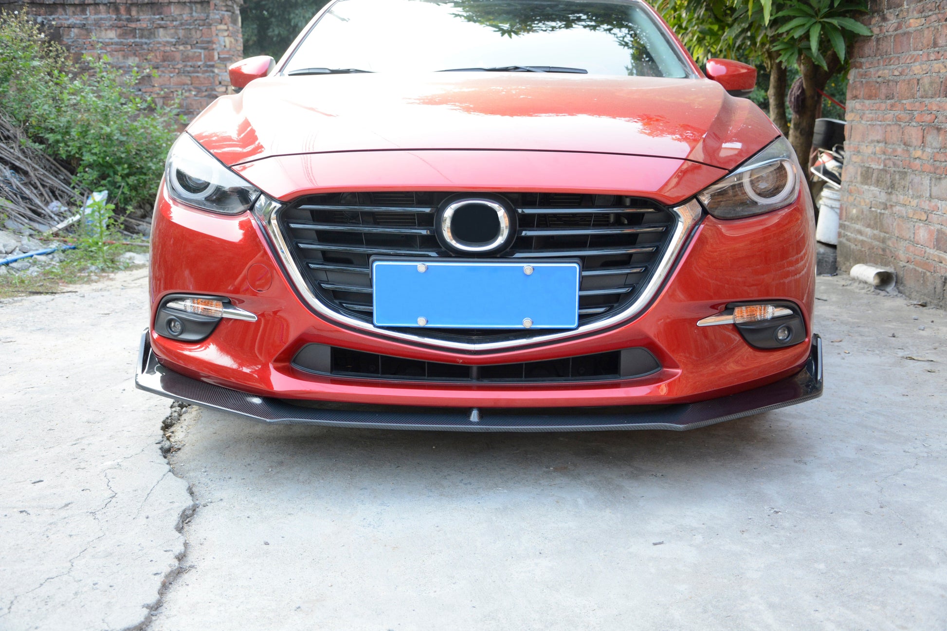 For Mazda 3 Axela 2017-18 5D Hatchback Carbon Fiber KZ Style Front Bumper Lip