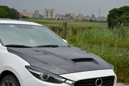 For Mazda 3 Axela 2017-18 5D Hatchback Carbon HT Front Bumper Vented Hood Bonnet