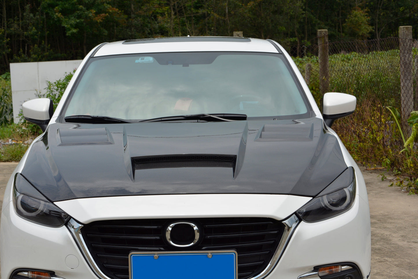 For Mazda 3 Axela 2017-18 5D Hatchback Carbon HT Front Bumper Vented Hood Bonnet