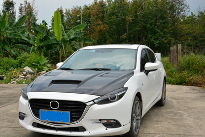 For Mazda 3 Axela 2017-18 5D Hatchback Carbon HT Front Bumper Vented Hood Bonnet
