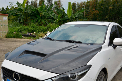 For Mazda 3 Axela 2017-18 5D Hatchback Carbon HT Front Bumper Vented Hood Bonnet