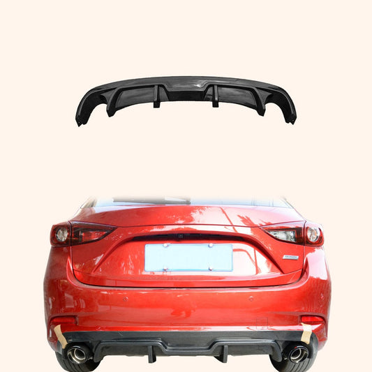 For Mazda 3 Axela 2017-18 5D Hatchback Carbon KZ Style Rear Bumper Diffuser Lip Kazento Carbon Parts Carbon Fiber AXELA1718-DIF-KZ-CF