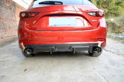 For Mazda 3 Axela 2017-18 5D Hatchback Carbon KZ Style Rear Bumper Diffuser Lip