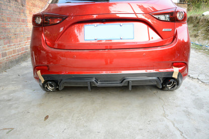 For Mazda 3 Axela 2017-18 5D Hatchback Carbon KZ Style Rear Bumper Diffuser Lip