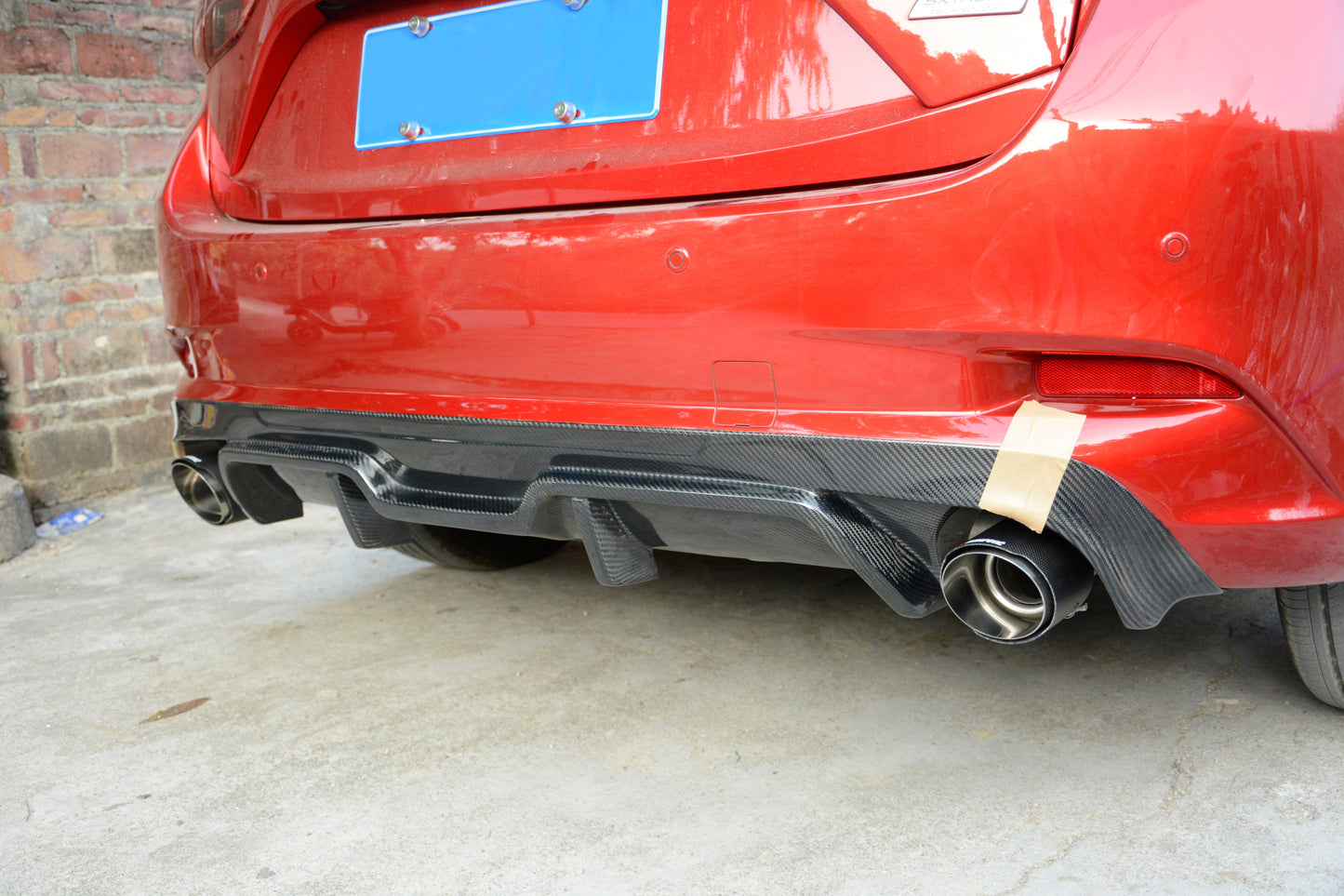 For Mazda 3 Axela 2017-18 5D Hatchback Carbon KZ Style Rear Bumper Diffuser Lip