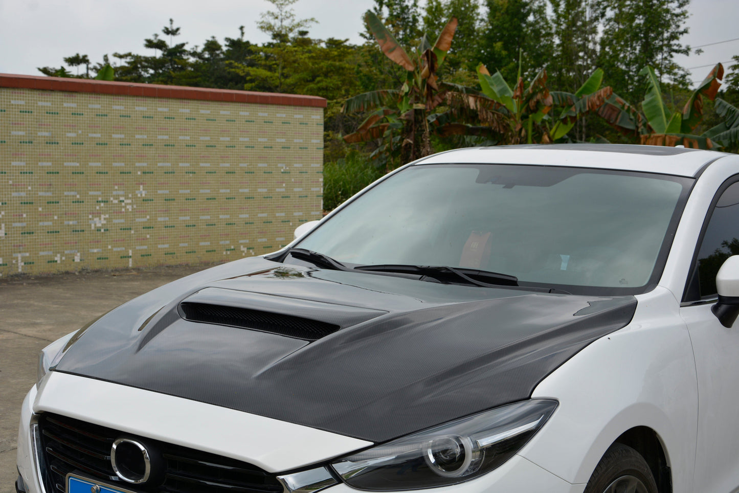 For Mazda 3 Axela 2017-18 5D Hatchback Carbon MP Style Front Bumper Vented Hood