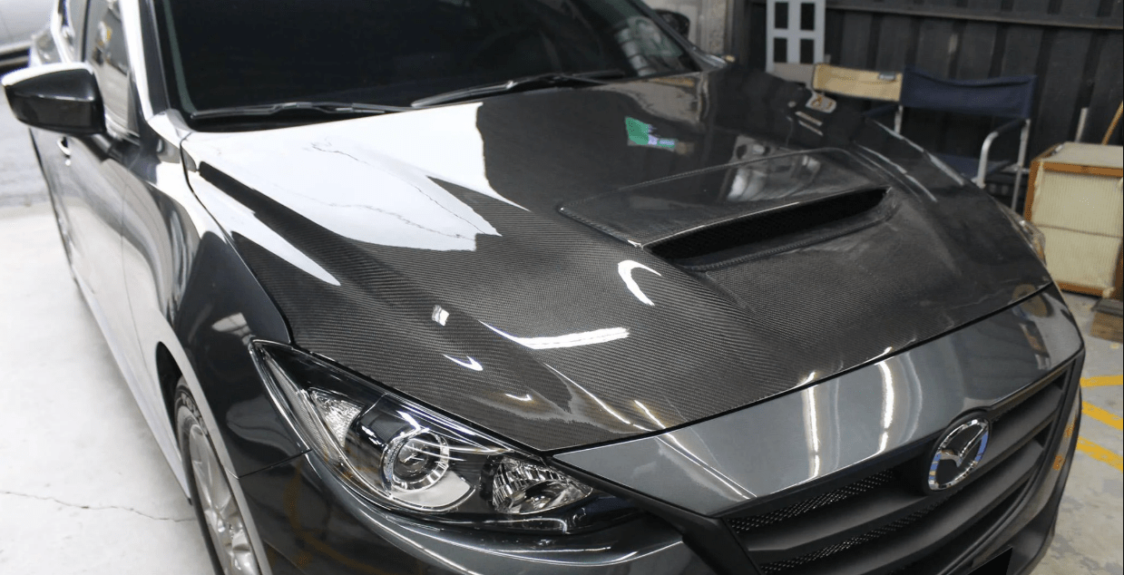 For Mazda 3 Axela 2017-18 5D Hatchback Carbon MP Style Front Bumper Vented Hood