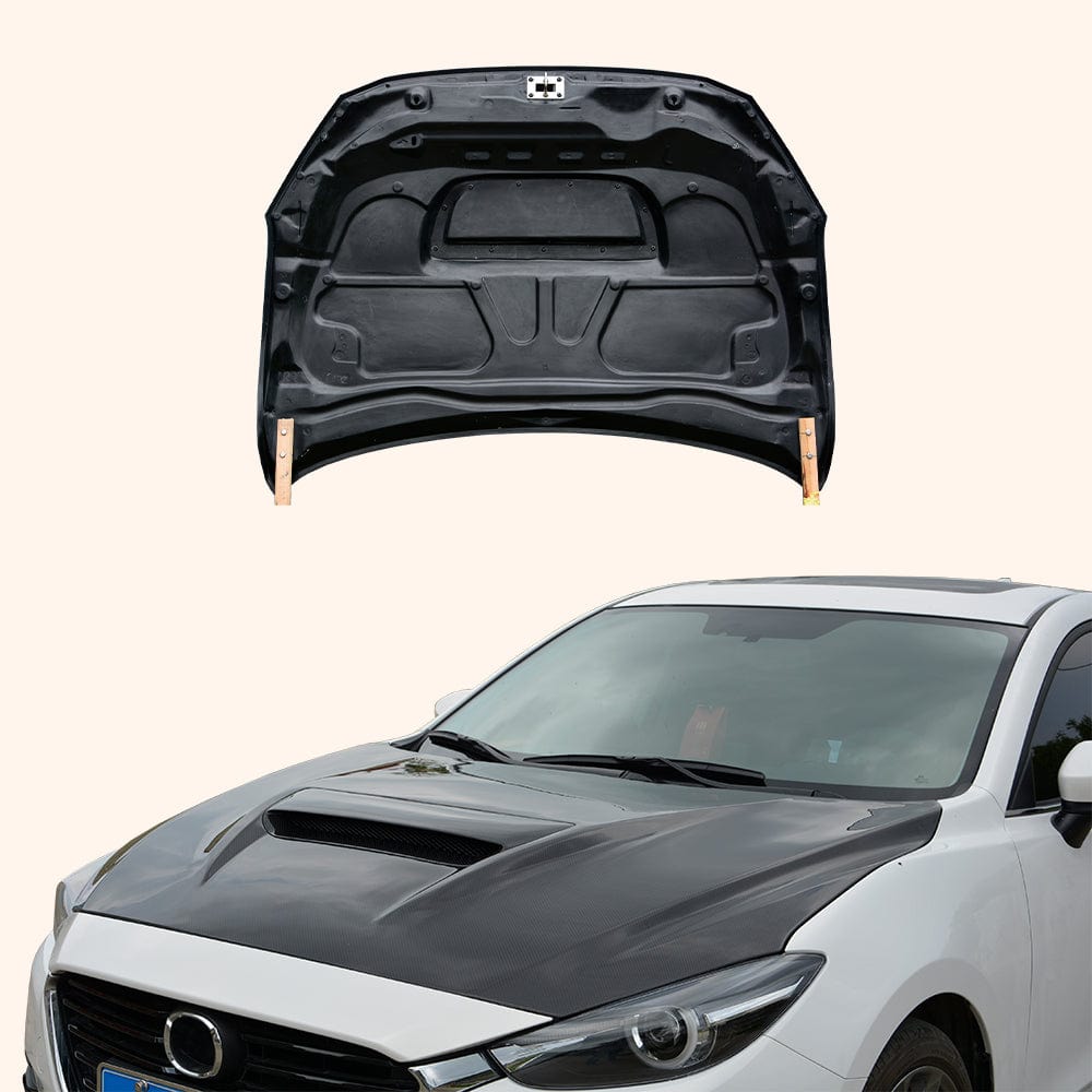 For Mazda 3 Axela 2017-18 5D Hatchback Carbon MP Style Front Bumper Vented Hood