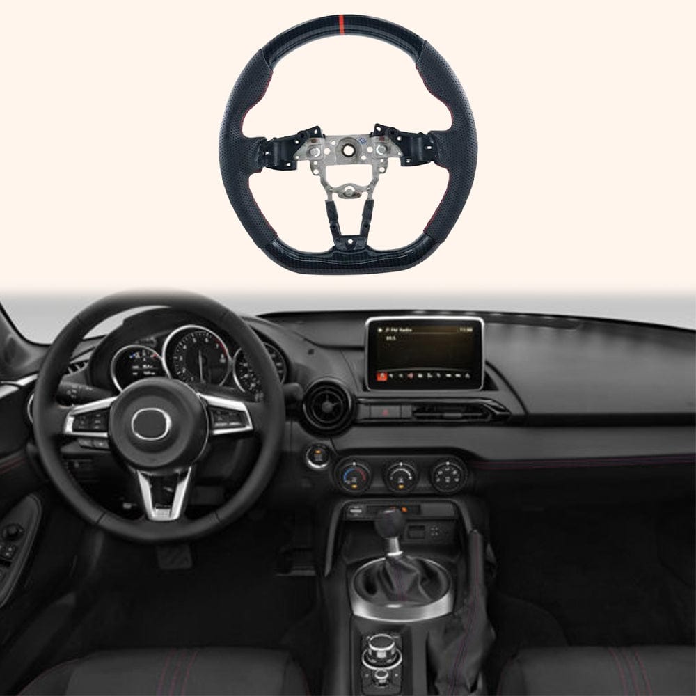 For Mazda Miata MX-5 ND 2 Door 16-24 Carbon D Style Steering Wheel Replacement Kazento Carbon Parts Carbon Fiber MX5ND-STEERING-D-CF