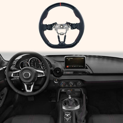 For Mazda Miata MX-5 ND 2 Door 16-24 Carbon D Style Steering Wheel Replacement Kazento Carbon Parts Carbon Fiber MX5ND-STEERING-D-CF